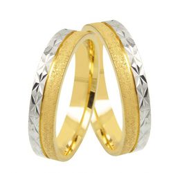 Par De Aliança Casamento De Ouro 18k Jasmine Bicol... - Fábrica do Ouro ®