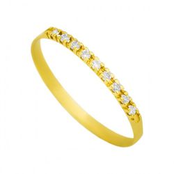 Meia Aliança De Ouro 18k Com 8 Zircônias - 102721 - FÁBRICA DO OURO - ATACADO