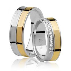 Par De Aliança Casamento De Ouro 18k Bicolor Com 6... - FÁBRICA DO OURO - ATACADO