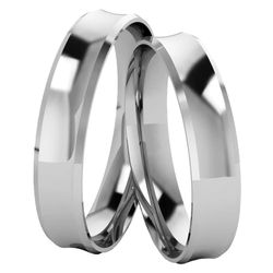 Par De Aliança Em Prata 950 Côncavo Com 4,0mm - 2... - Fábrica do Ouro ®️