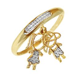 Anel De Ouro 18k Com Pingente Menino Ou Menina - 1... - FÁBRICA DO OURO - ATACADO