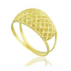 Anel De Ouro 18k Diamantado Xadrez - 101599 - Fábrica do Ouro