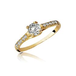 Anel De Ouro 18k Princess Com Diamantes - 102864 - FÁBRICA DO OURO - ATACADO