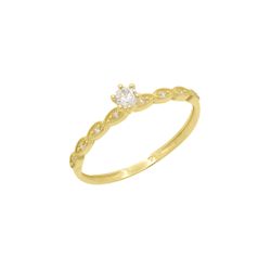 Anel Solitário de Ouro 18k Rapunzel Com Zircônia ... - Fábrica do Ouro ®