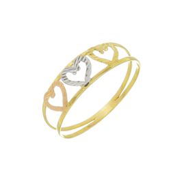 Anel de Ouro 18k Coração Love Tricolor - 103440 - Fábrica do Ouro