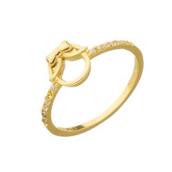 Anel de Ouro 18k Menina com Zircônias - 103610 - Fábrica do Ouro ®️