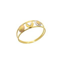 Anel De Ouro 18k Corações Tricolor - 103624 - Fábrica do Ouro ®️