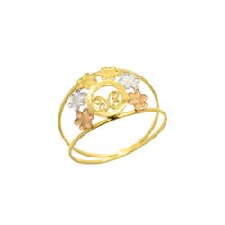 Anel De Ouro 18k Jardim Tricolor - 103629 - Fábrica do Ouro ®️