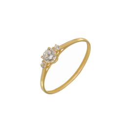 Anel De Ouro 18k Solitário Sunray - 103715 - Fábrica do Ouro ®️