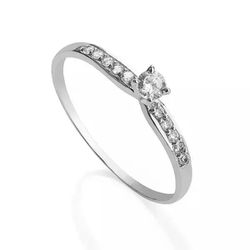 Anel De Ouro Branco 18k Bonina com Zircônias - 103... - Fábrica do Ouro ®️
