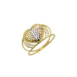 Anel de Ouro 18k Coração Tricolor Aura - 103766 - Fábrica do Ouro ®️