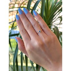 Anel De Ouro 18k Classic Zircônia Azul - 103807 - Fábrica do Ouro ®️