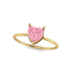 Anel de Ouro 18k Solitário Zircônia Coração Rosa -... - Fábrica do Ouro ®️