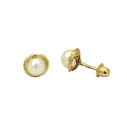 Brinco De Ouro 18k Rococó De Pérola 5mm - 100272 - FÁBRICA DO OURO - ATACADO