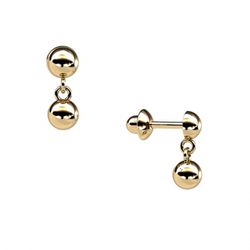 Brinco De Ouro 18k Bolinha Dupla 9mm - 100625 - FÁBRICA DO OURO - ATACADO