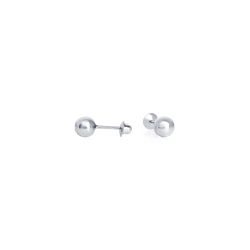 Brinco De Ouro Branco 18k Bolinha 4mm - 100660 - Fábrica do Ouro ®️