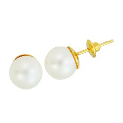 Brinco De Ouro 18k Com Pérola Natural De 7mm - 100... - FÁBRICA DO OURO - ATACADO