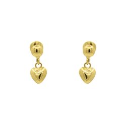 Brinco Infantil De Ouro 18k Bolinha Com Coração 8m... - FÁBRICA DO OURO - ATACADO