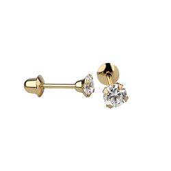 Brinco De Ouro 18k Com Pedra De Zircônia De 3mm - ... - Fábrica do Ouro