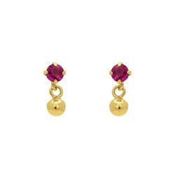 Brinco De Ouro 18k Bolinha Com Pedra De Zircônia R... - Fábrica do Ouro ®️