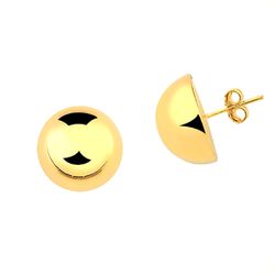 Brinco De Ouro 18k Meia Bola De 10mm - 101286 - FÁBRICA DO OURO - ATACADO