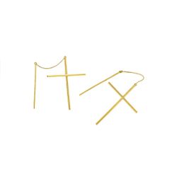 Brinco De Ouro 18k Cruz Com Passante - 101769 - Fábrica do Ouro ®️