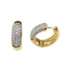 Brinco De Ouro 18k Meia Argola Com Diamantes - 102... - Fábrica do Ouro