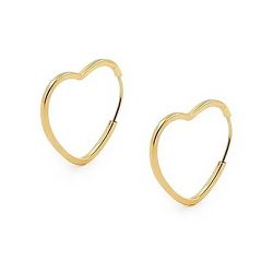 Brinco De Ouro 18k Argola Slim Coração P - 102844 - Fábrica do Ouro ®