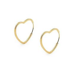 Brinco De Ouro 18k Argola Slim Coração PP - 102845... - Fábrica do Ouro ®