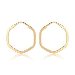 Brinco De Ouro 18k Argola Plus Hexágono PP - 10285... - FÁBRICA DO OURO - ATACADO