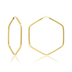 Brinco De Ouro 18k Argola Slim Hexágono G - 102860 - FÁBRICA DO OURO - ATACADO