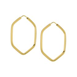 Brinco De Ouro 18k Argola Hexágono Longa 24mm - 10... - Fábrica do Ouro