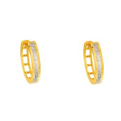 Brinco De Ouro 18k Meia argola Bicolor - 103077 - Fábrica do Ouro