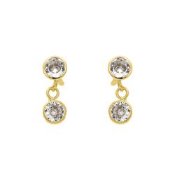 Brinco Infantil De Ouro 18k Duas bolinhas De Zircô... - Fábrica do Ouro ®️