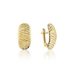 Brinco De Ouro 18k Meia Argola Detalhada - 103526 - Fábrica do Ouro