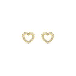 Brinco De Ouro 18k Coração Cravejado - 103670 - Fábrica do Ouro ®️