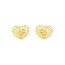 Brinco De Ouro 18k Coração Vazado Com Zircônia - 1... - Fábrica do Ouro ®️