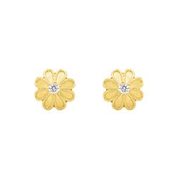 Brinco De Ouro 18k Margarida Com Zircônia - 10368... - Fábrica do Ouro ®️