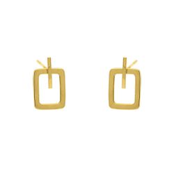 Brinco De Ouro 18k Quadrado Line - 103689 - Fábrica do Ouro ®️