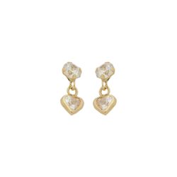 Brinco De Ouro 18k Com Pedras De Zircônias Coração... - Fábrica do Ouro ®️