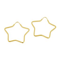 Brinco De Ouro 18k Argola Estrela De 39mm - 104038 - Fábrica do Ouro ®️
