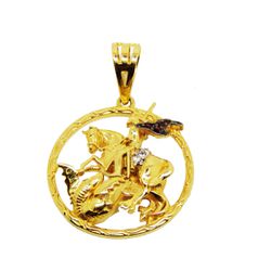Pingente De Ouro 18k São Jorge 3d De 21mm - 100846 - FÁBRICA DO OURO - ATACADO