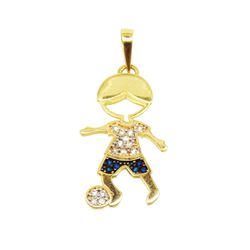 Pingente De Ouro 18k Menino Com Zircônias Azul e B... - FÁBRICA DO OURO - ATACADO