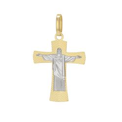 Pingente De Ouro 18k Cruz Com Cristo Redentor Com ... - FÁBRICA DO OURO - ATACADO
