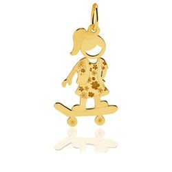 Pingente De Ouro 18k Menina Com Skate De 22mm - 10... - FÁBRICA DO OURO - ATACADO
