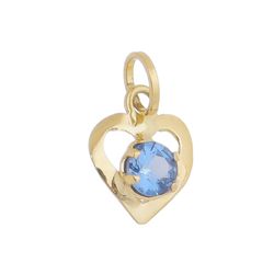 Pingente De Ouro 18k Coração Com Zircônia Azul - 1... - Fábrica do Ouro ®