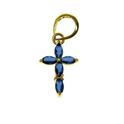 Pingente De Ouro 18k Cruz Com Zircônias Azul - 102... - Fábrica do Ouro ®