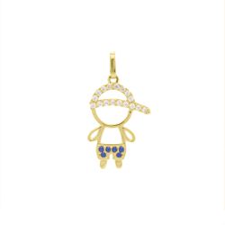 Pingente De Ouro 18k Menino Short Zircônias Azul -... - FÁBRICA DO OURO - ATACADO