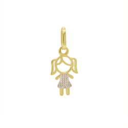 Pingente De Ouro 18k Menina Dois Ouros - 103168 - Fábrica do Ouro ®