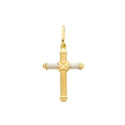 Pingente De Ouro 18k Cruz Bicolor Pequeno De 18mm ... - Fábrica do Ouro